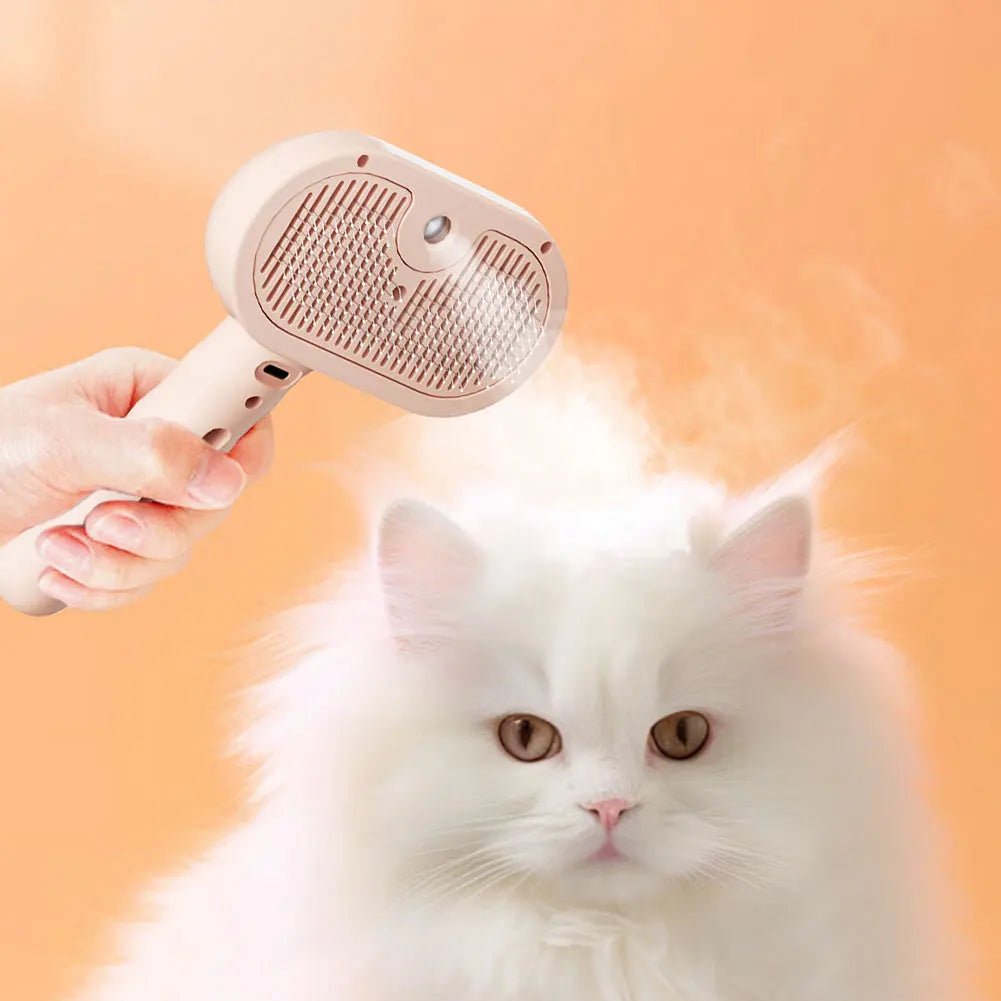Pet Grooming Combo: Cat Steam Brush & Hair Removal Comb - silverfoxgoods
